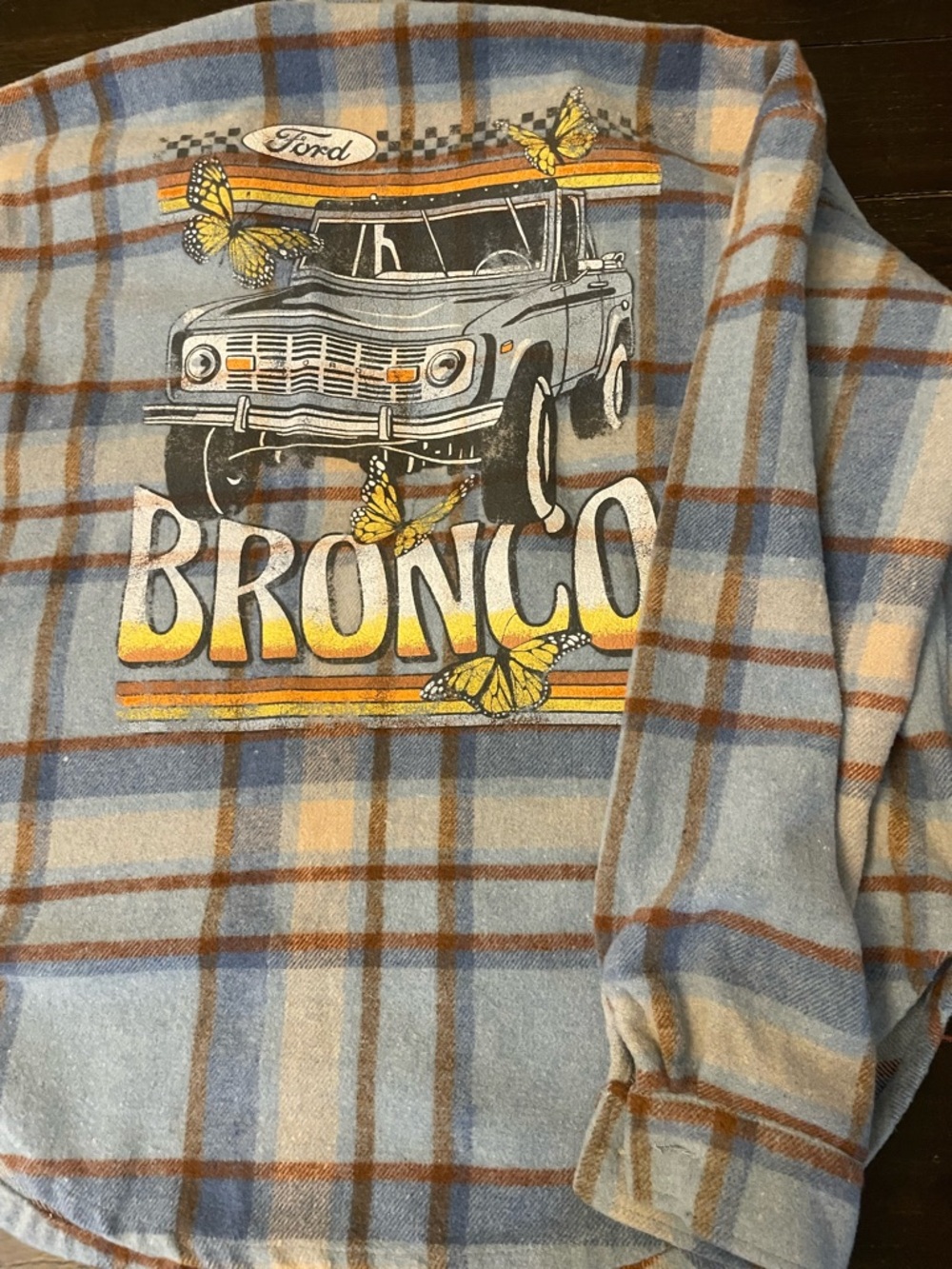 Ford Plaid Shirt Tag Detail - Light Blue and Brown - Picture 7 of 7